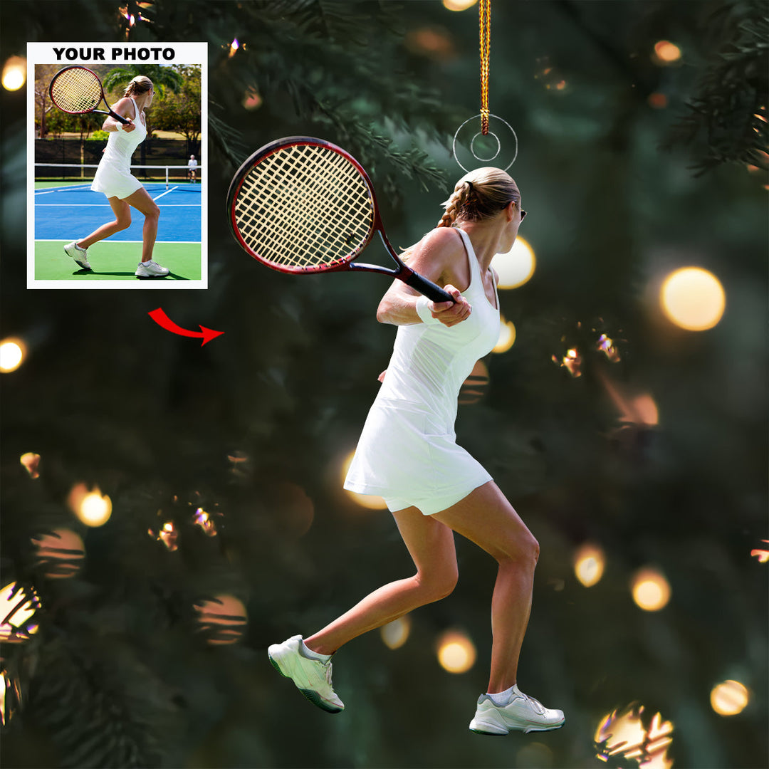 Tennis Player- Personalized Photo Mica Ornament - Christmas Gift For Sports Lovers