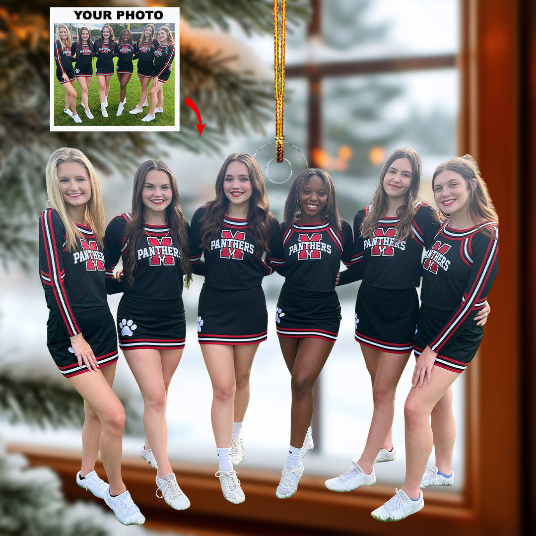 Highschool Cheerleader Team - Personalized Photo Mica Ornament - Gift For Friends, Family Members