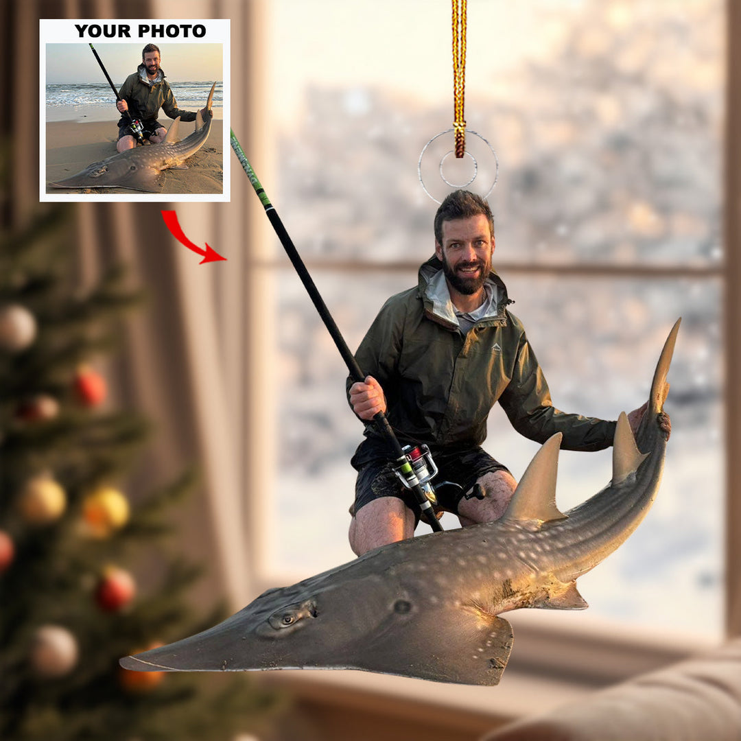 Hooked On Fishing - Personalized Photo Mica Ornament - Gift For Fishing Lovers, Family Members