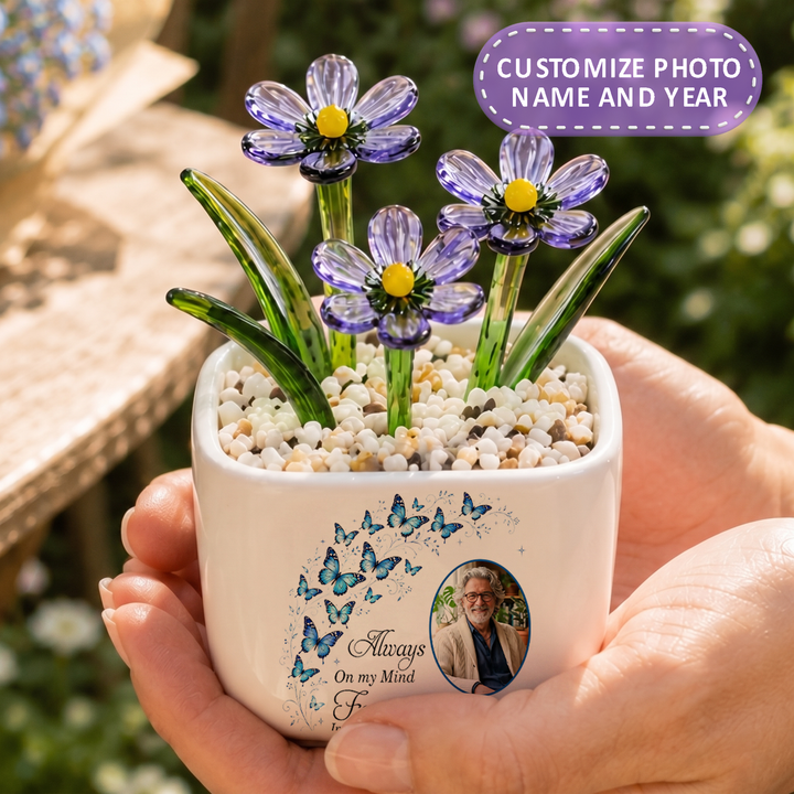 Always On My Mind Forever In My Heart - Personalized Memorial Flower Pot - Gift for Family Members