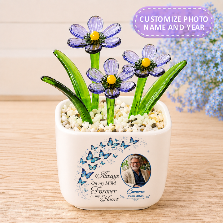 Always On My Mind Forever In My Heart - Personalized Memorial Flower Pot - Gift for Family Members