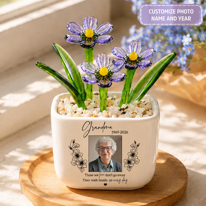 Forever By Our Side - Personalized Memorial Flower Pot - Gift For Family Members