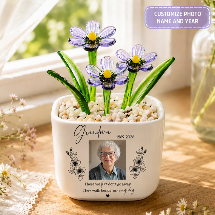 Forever By Our Side - Personalized Memorial Flower Pot - Gift For Family Members