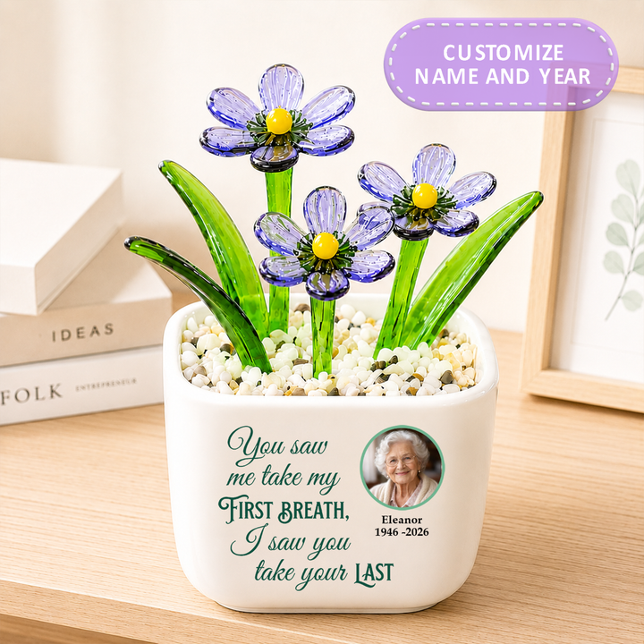 You Saw Me Take My First Breath - Personalized Memorial Flower Pot - Gift for Family Member
