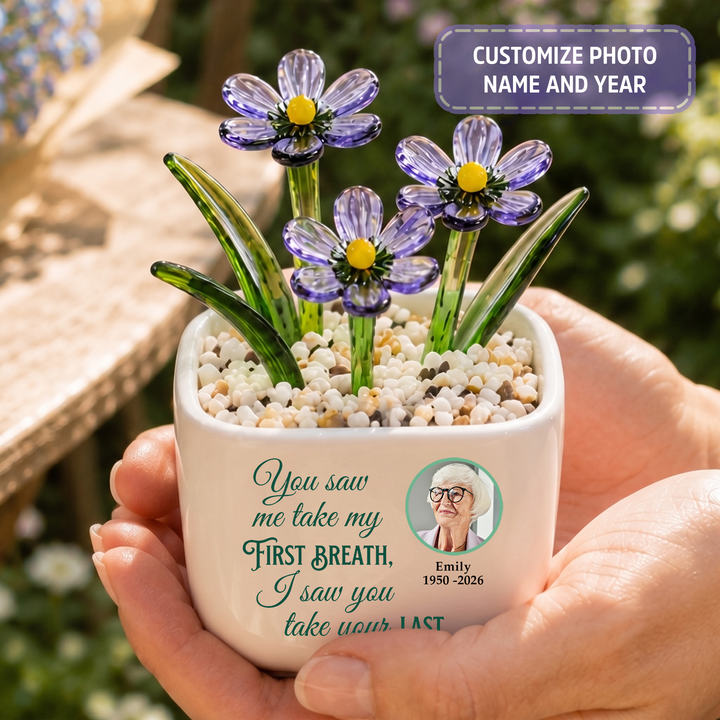 You See Me Take My First Breath - Personalized Memorial Flower Pot - Gift for Family Member