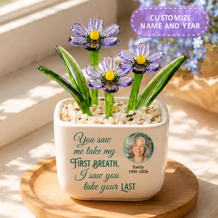 You Saw Me Take My First Breath - Personalized Memorial Flower Pot - Gift for Family Member