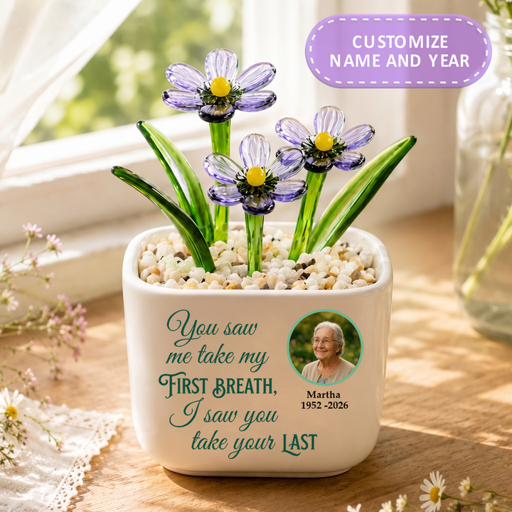 You Saw Me Take My First Breath - Personalized Memorial Flower Pot - Gift for Family Member