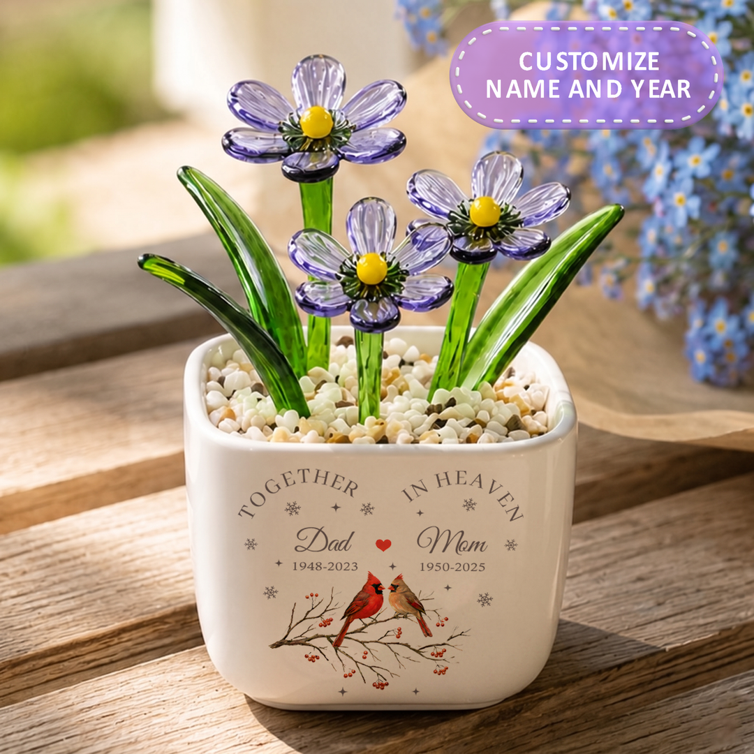 Together in Heaven - Personalized Memorial Flower Pot - Gift for Family Members