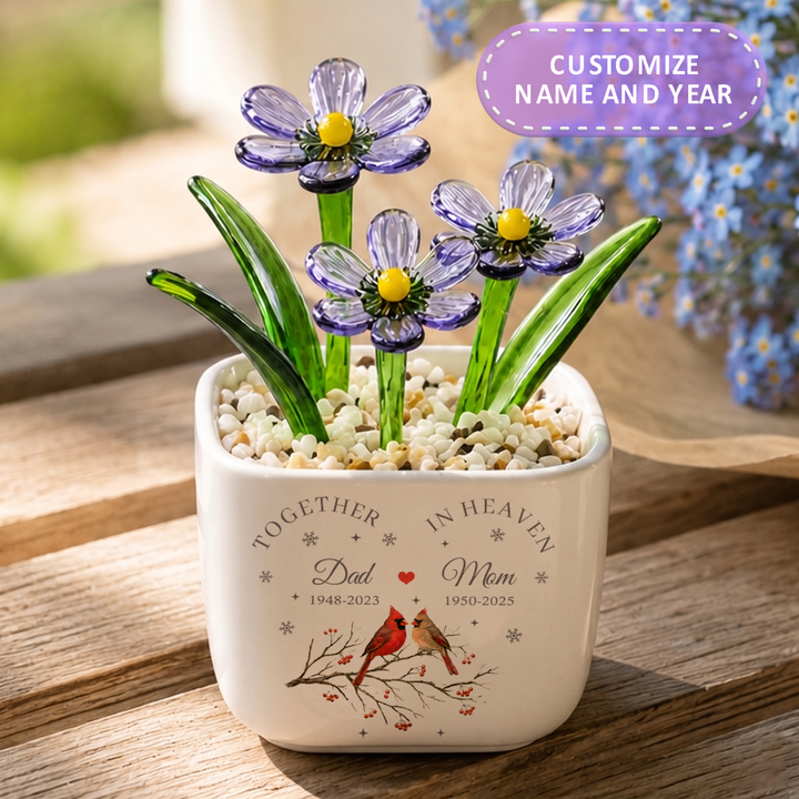 Together in Heaven - Personalized Memorial Flower Pot - Gift for Family Members