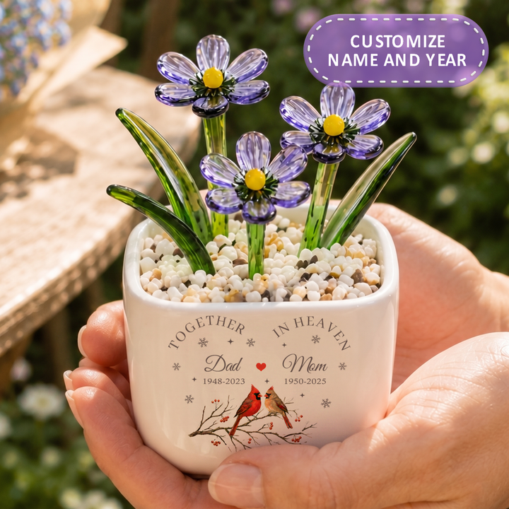 Together in Heaven - Personalized Memorial Flower Pot - Gift for Family Members