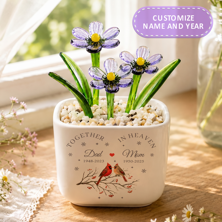 Together in Heaven - Personalized Memorial Flower Pot - Gift for Family Members