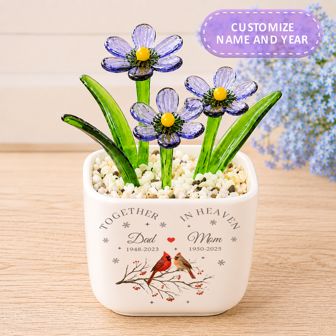 Together in Heaven - Personalized Memorial Flower Pot - Gift for Family Members