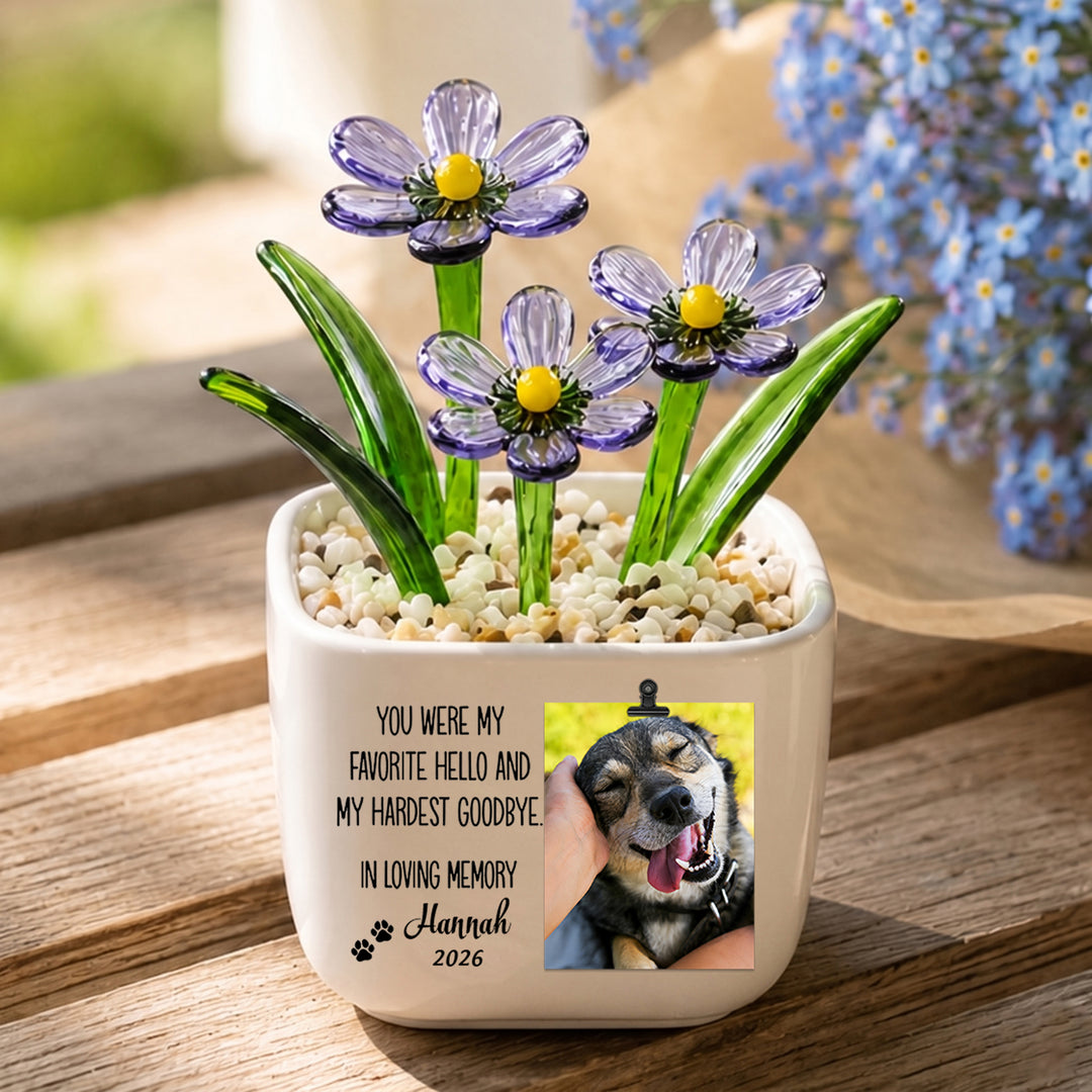 My Favorite Hello, My Hardest Goodbye- Personalized Pet Memorial Flower Pot - Gift For Dog Lover, Cat Lover