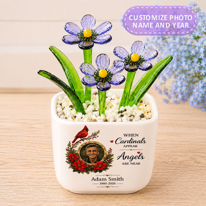 When Cardinals Appear Angels Are Near - Personalized Memorial Flower Pot - Gift for Family Members