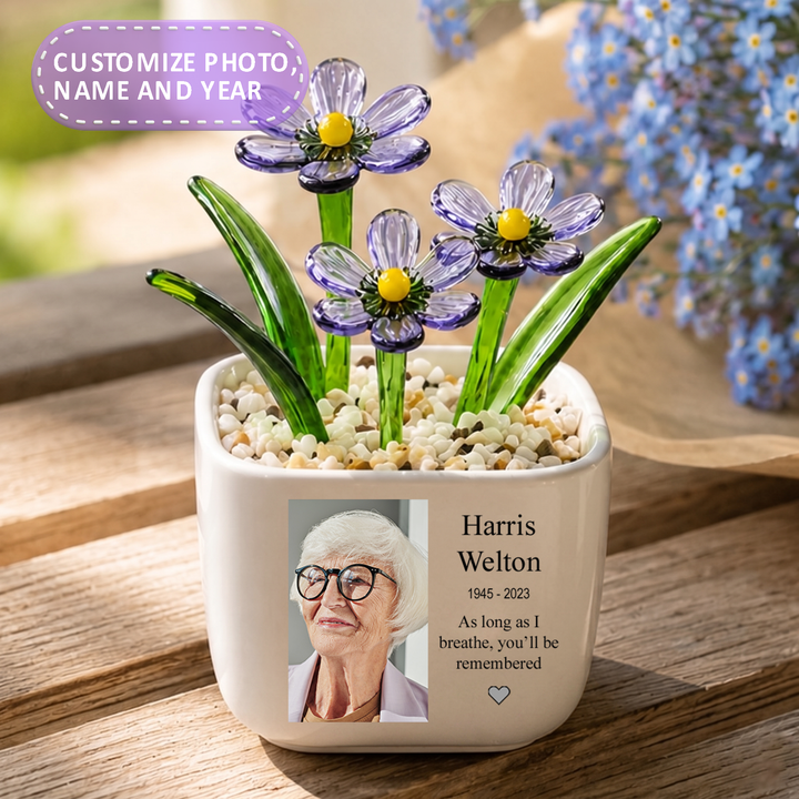 As Long As I Breathe - Personalized Baby Memorial Flower Pot - Gift For Family Members