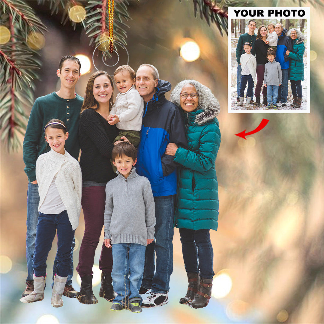 Joyful Kin - Personalized Photo Mica Ornament - Gift For Family, Family Members