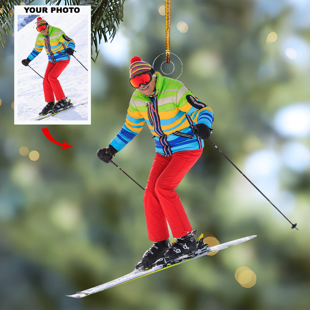 Winter Wonder - Personalized Mica Ornament - Gift For Skiing Lovers, Family Members