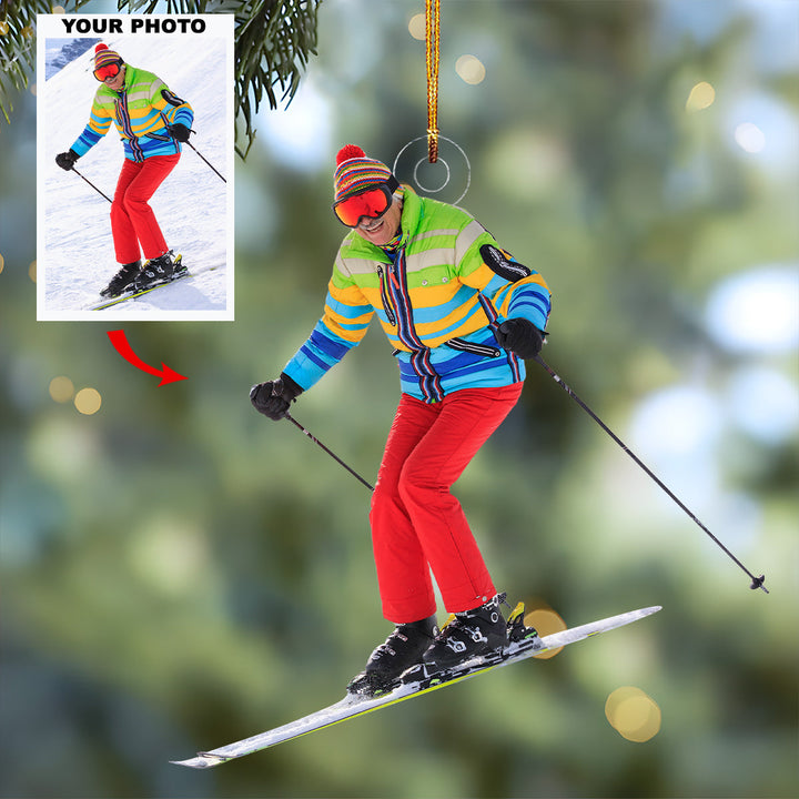 Winter Wonder - Personalized Mica Ornament - Gift For Skiing Lovers, Family Members