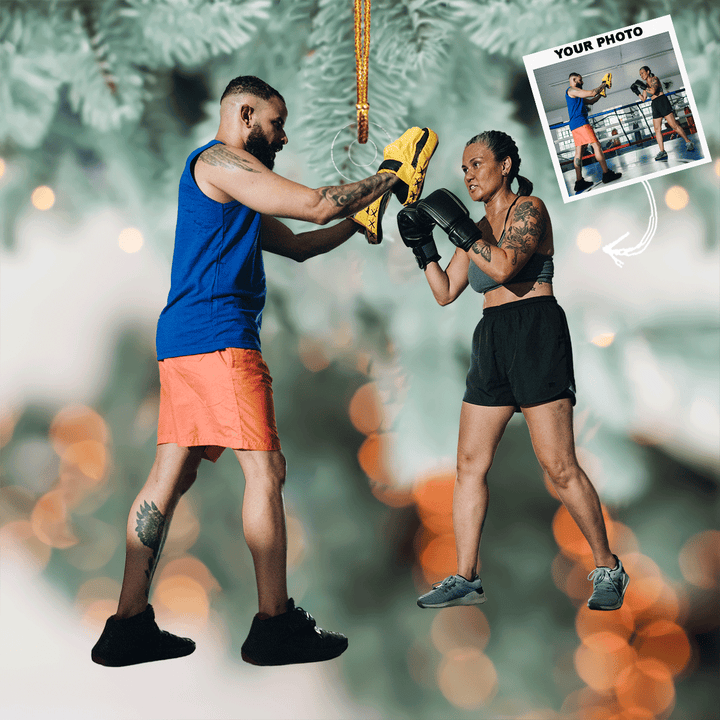 Ring Practice - Personalized Photo Mica Ornament - Gift For Boxing Players, Boxing Lovers, Family Members
