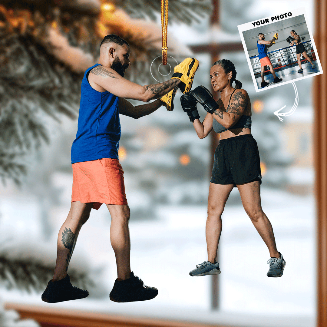 Ring Practice - Personalized Photo Mica Ornament - Gift For Boxing Players, Boxing Lovers, Family Members