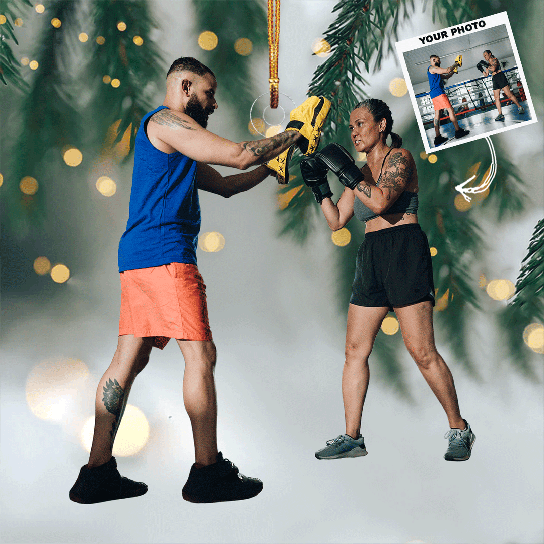 Ring Practice - Personalized Photo Mica Ornament - Gift For Boxing Players, Boxing Lovers, Family Members