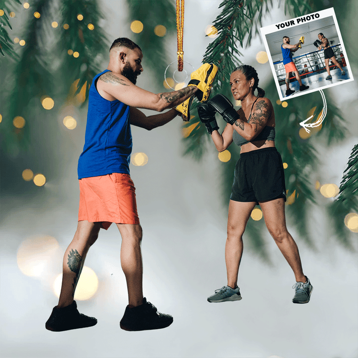Ring Practice - Personalized Photo Mica Ornament - Gift For Boxing Players, Boxing Lovers, Family Members
