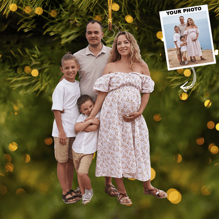 Expecting Joy - Personalized Photo Mica Ornament - Gift For Family, Family Members