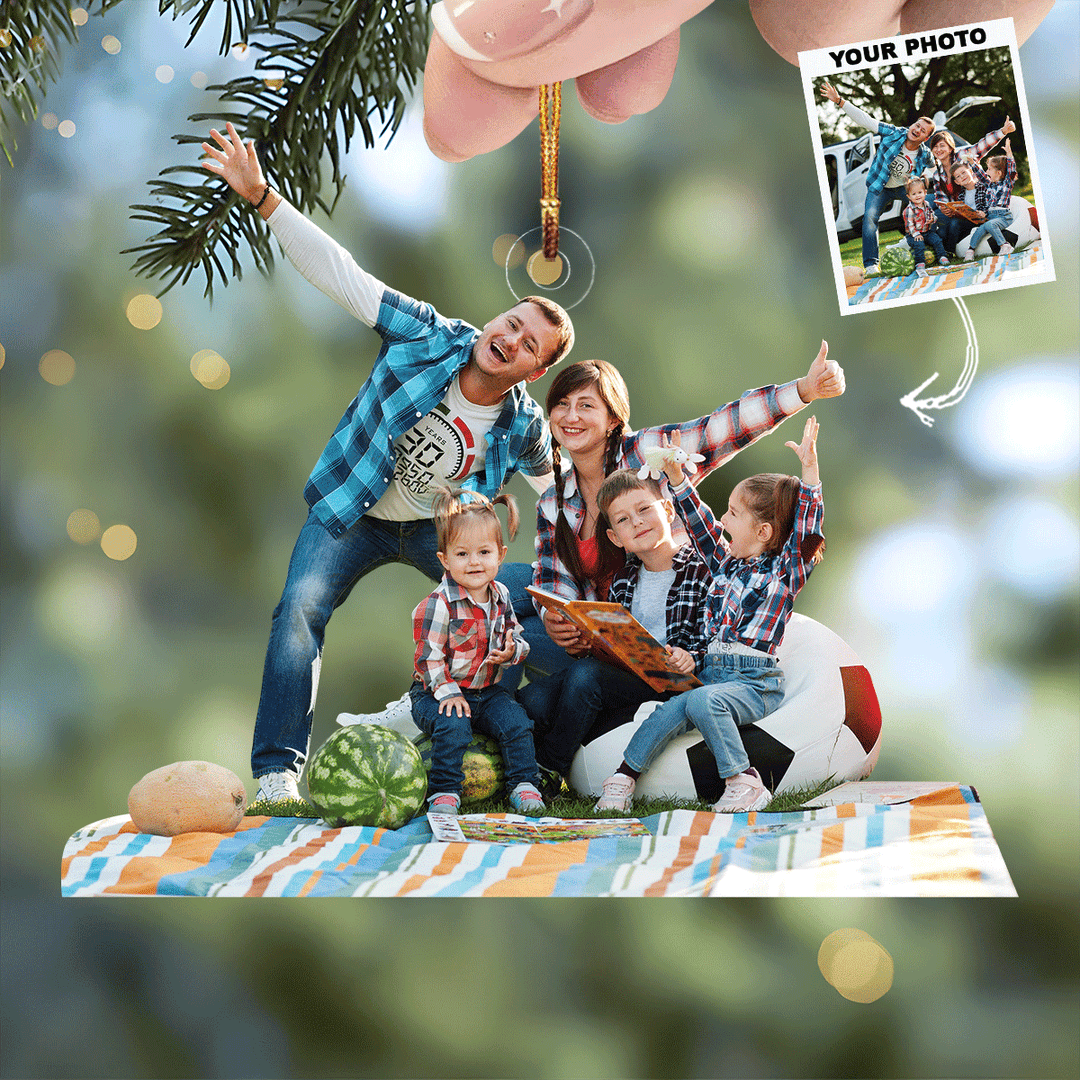 Outdoor Joy - Personalized Photo Mica Ornament - Gift For Family, Family Members