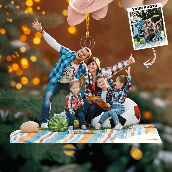 Outdoor Joy - Personalized Photo Mica Ornament - Gift For Family, Family Members