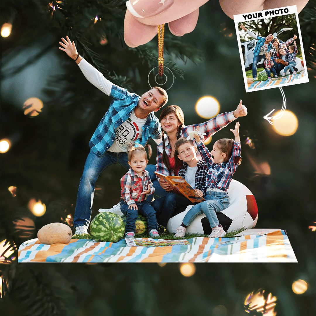Outdoor Joy - Personalized Photo Mica Ornament - Gift For Family, Family Members