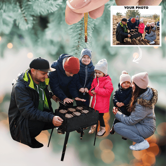 Winter Grilling - Personalized Photo Mica Ornament - Gift For Family, Family Members