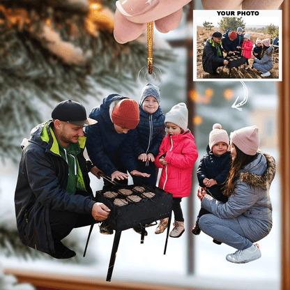 Winter Grilling - Personalized Photo Mica Ornament - Gift For Family, Family Members