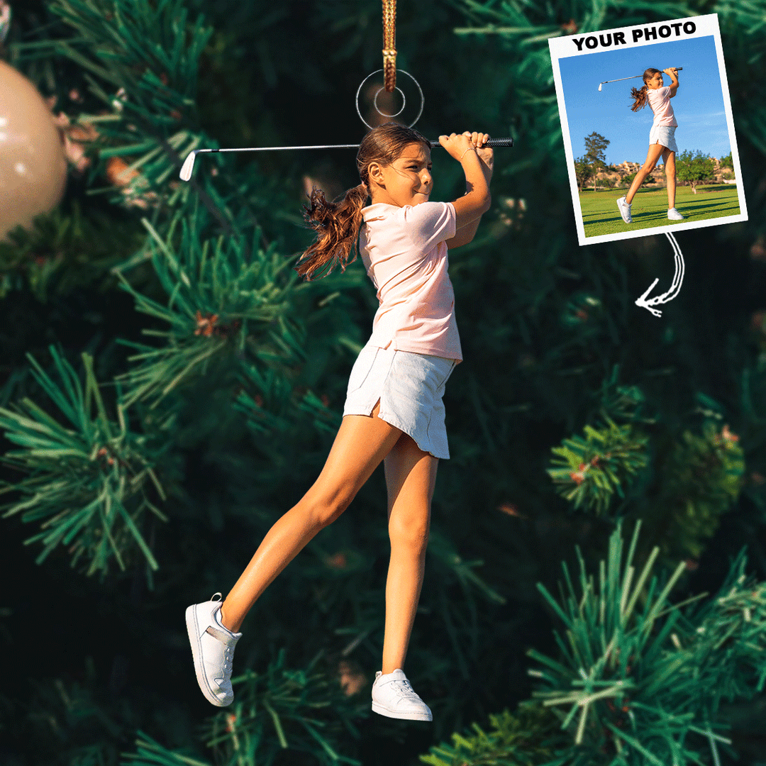 Swing Brilliance - Personalized Photo Mica Ornament - Gift For Golf Players, Golf Lovers, Family Members