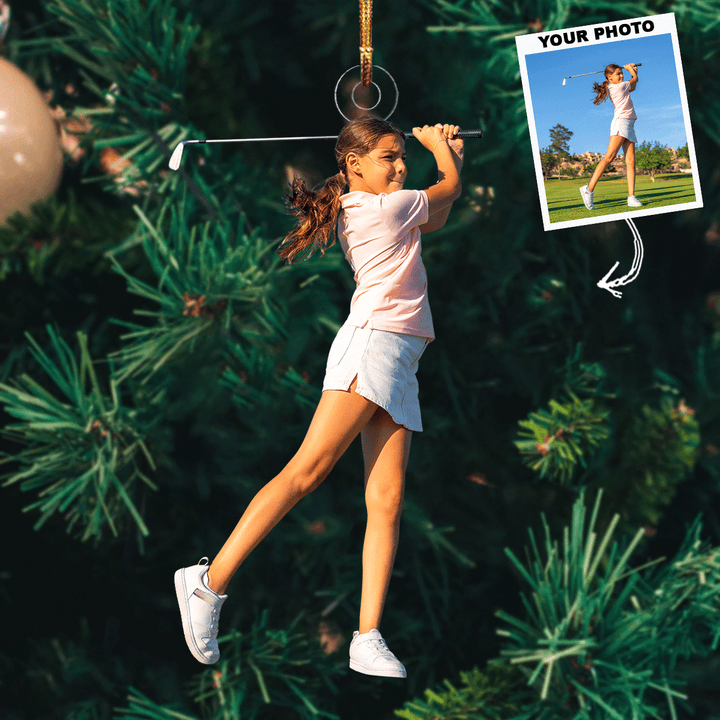 Swing Brilliance - Personalized Photo Mica Ornament - Gift For Golf Players, Golf Lovers, Family Members