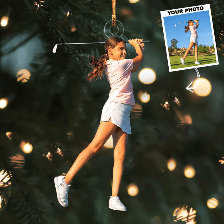 Swing Brilliance - Personalized Photo Mica Ornament - Gift For Golf Players, Golf Lovers, Family Members