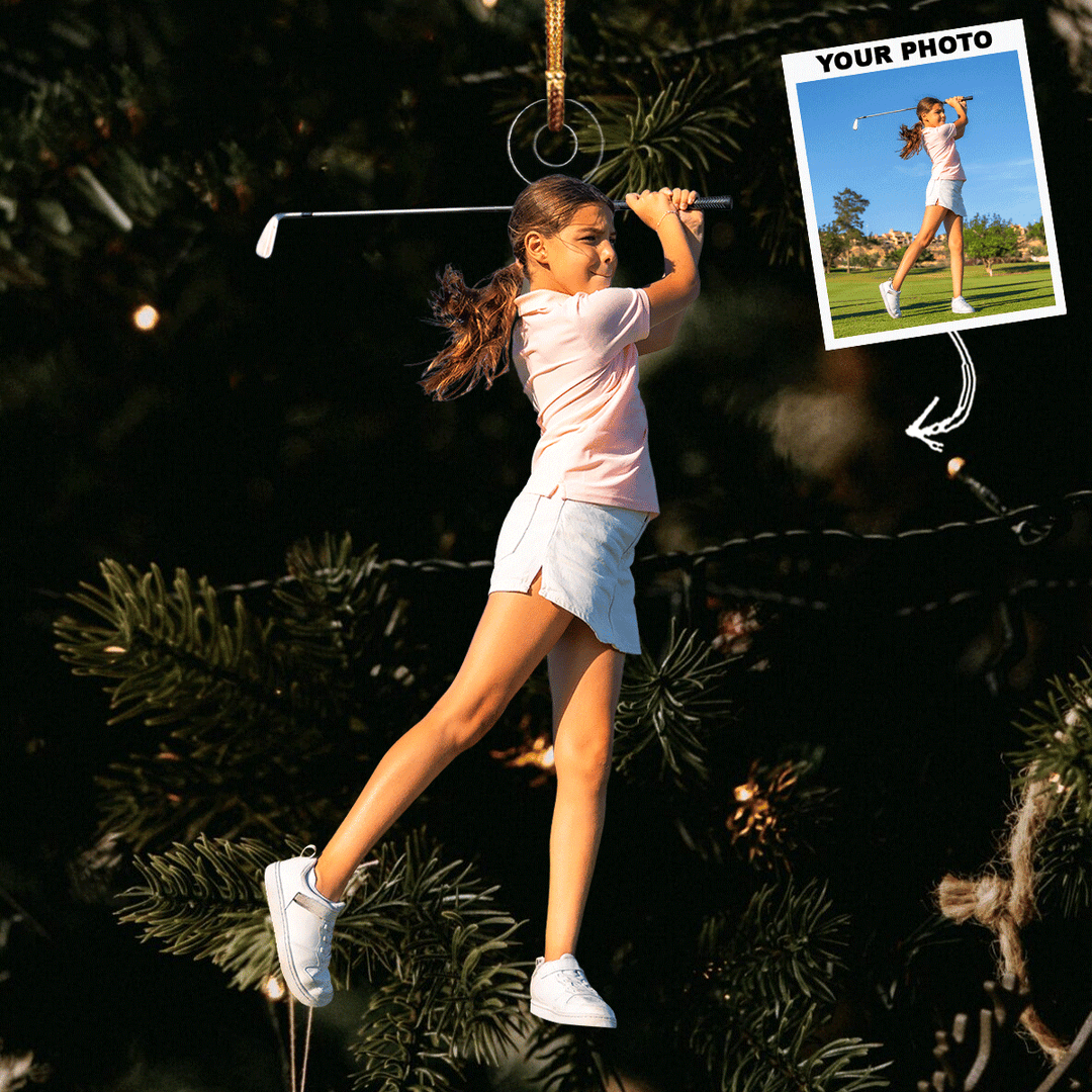 Swing Brilliance - Personalized Photo Mica Ornament - Gift For Golf Players, Golf Lovers, Family Members
