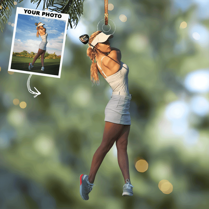 Swing Gracefully - Personalized Photo Mica Ornament - Gift For Golf Players, Golf Lovers, Family Members