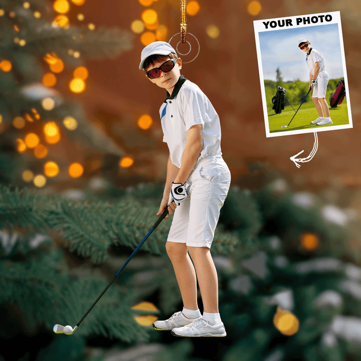 Young Golfer - Personalized Photo Mica Ornament - Gift For Golf Players, Golf Lovers, Family Members