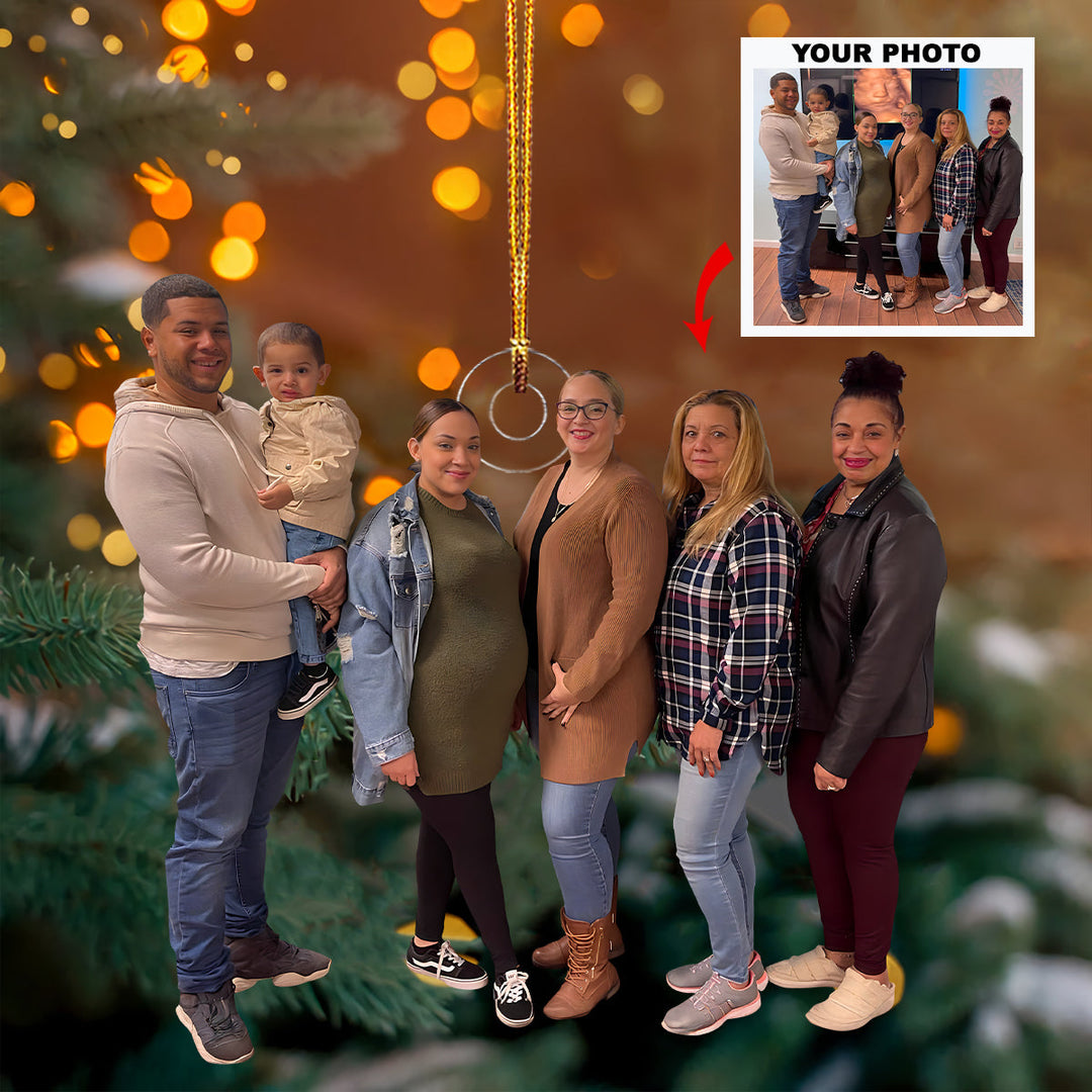 Harmony of Hearts - Personalized Photo Mica Ornament - Christmas Gift For Family Members, Baby Ultrasound Moments