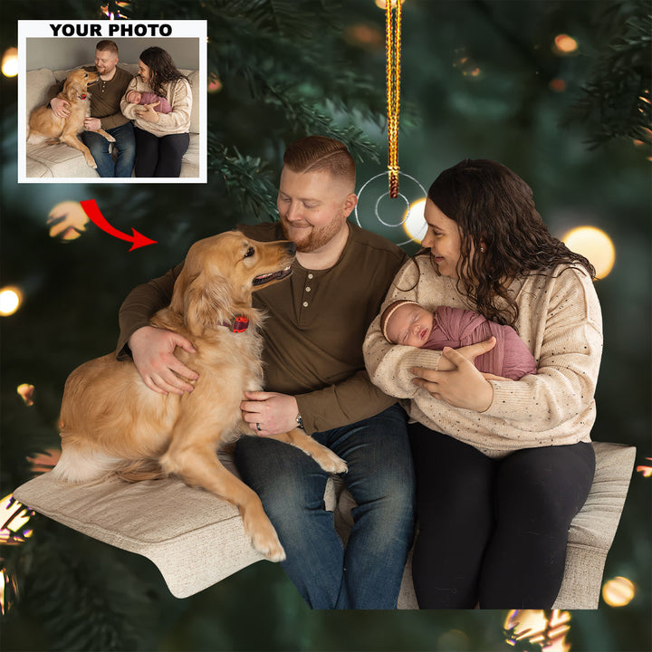 Golden Bonds - Personalized Photo Mica Ornament - Christmas Gift For Family Members