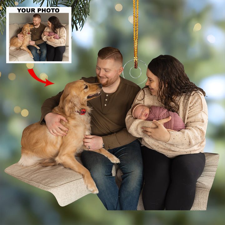 Golden Bonds - Personalized Photo Mica Ornament - Christmas Gift For Family Members