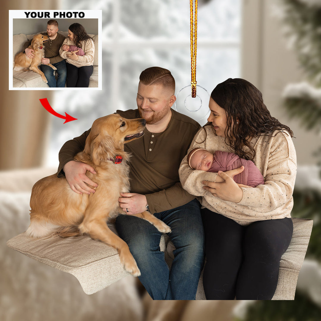 Golden Bonds - Personalized Photo Mica Ornament - Christmas Gift For Family Members