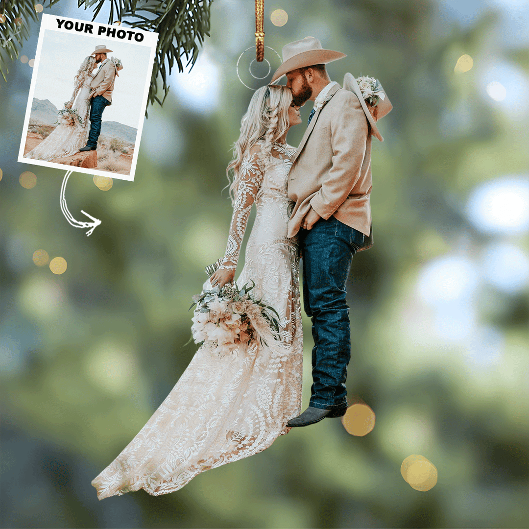 Love In Bloom - Personalized Photo Mica Ornament - Christmas Gift For Couple, Family Members