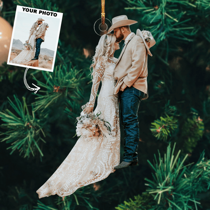 Love In Bloom - Personalized Photo Mica Ornament - Christmas Gift For Couple, Family Members