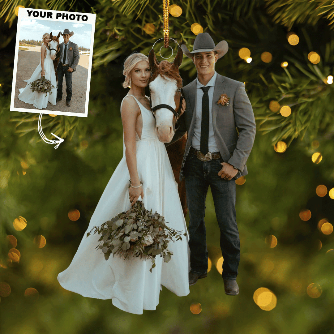 The Perfect Pair - Personalized Photo Mica Ornament - Christmas Gift For Couple, Family Members