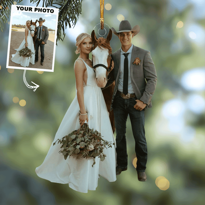 The Perfect Pair - Personalized Photo Mica Ornament - Christmas Gift For Couple, Family Members