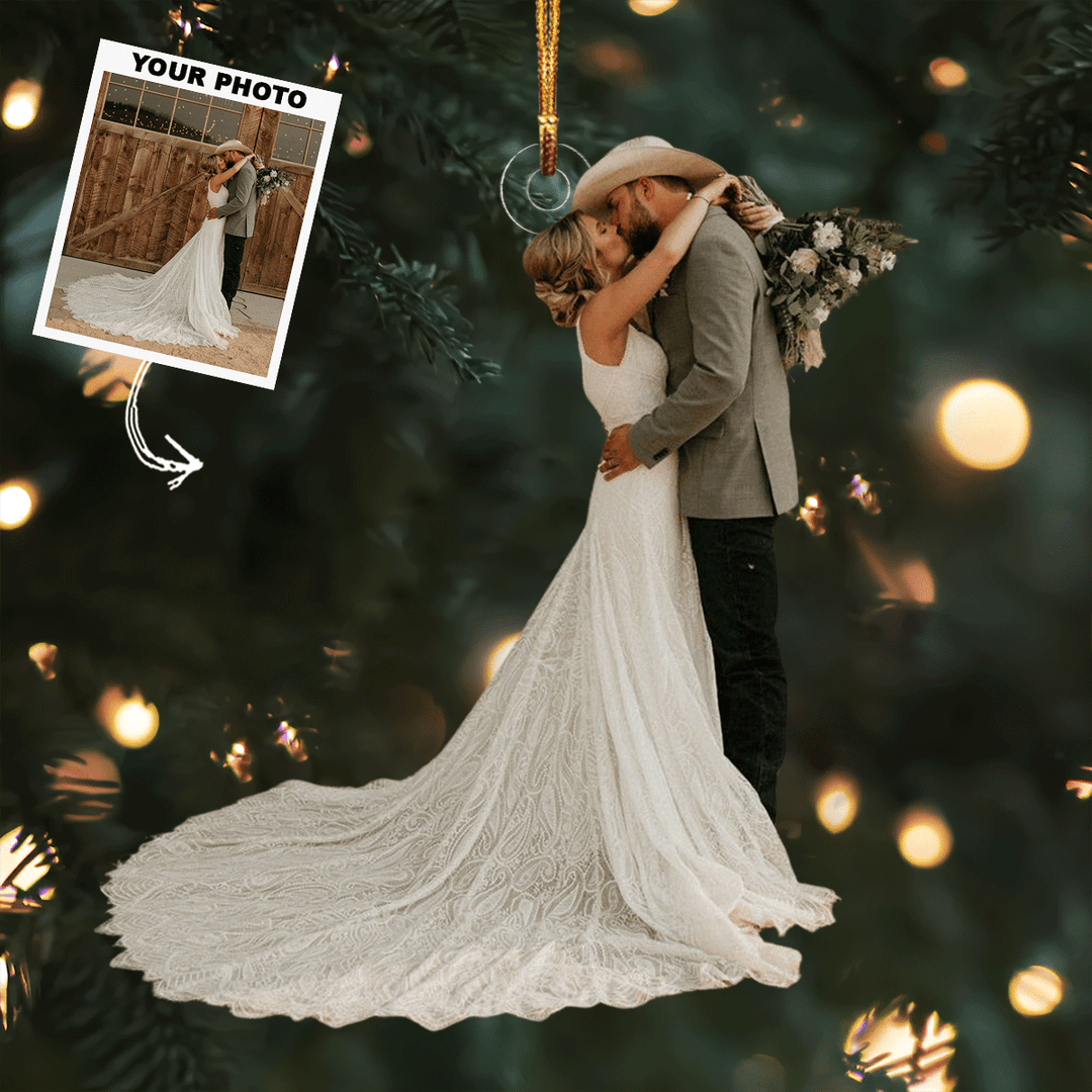 Two Hearts As One - Personalized Photo Mica Ornament - Christmas Gift For Couple, Family Members