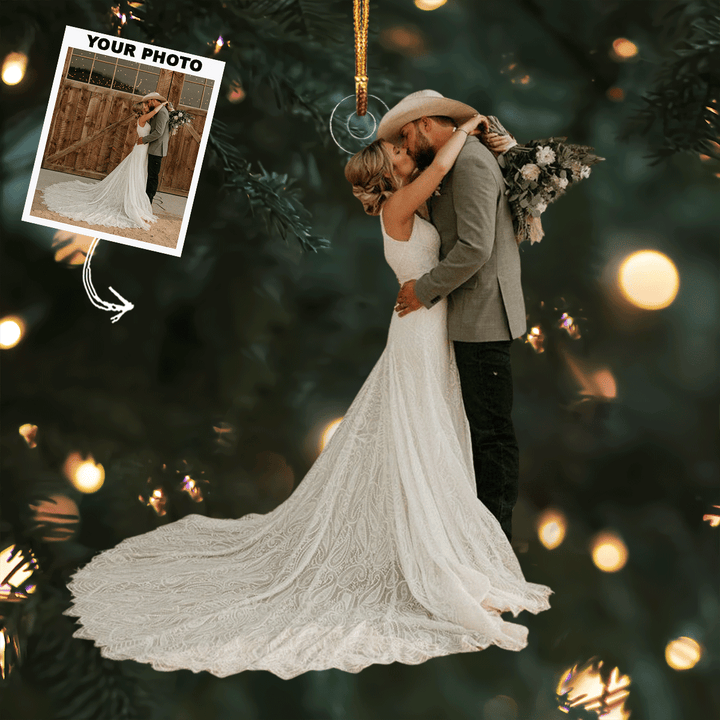 Two Hearts As One - Personalized Photo Mica Ornament - Christmas Gift For Couple, Family Members