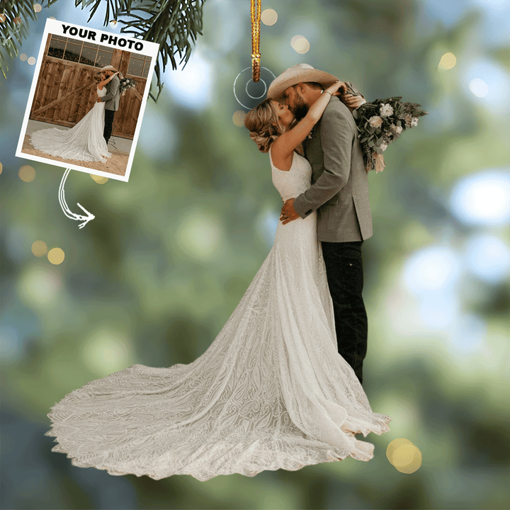 Two Hearts As One - Personalized Photo Mica Ornament - Christmas Gift For Couple, Family Members