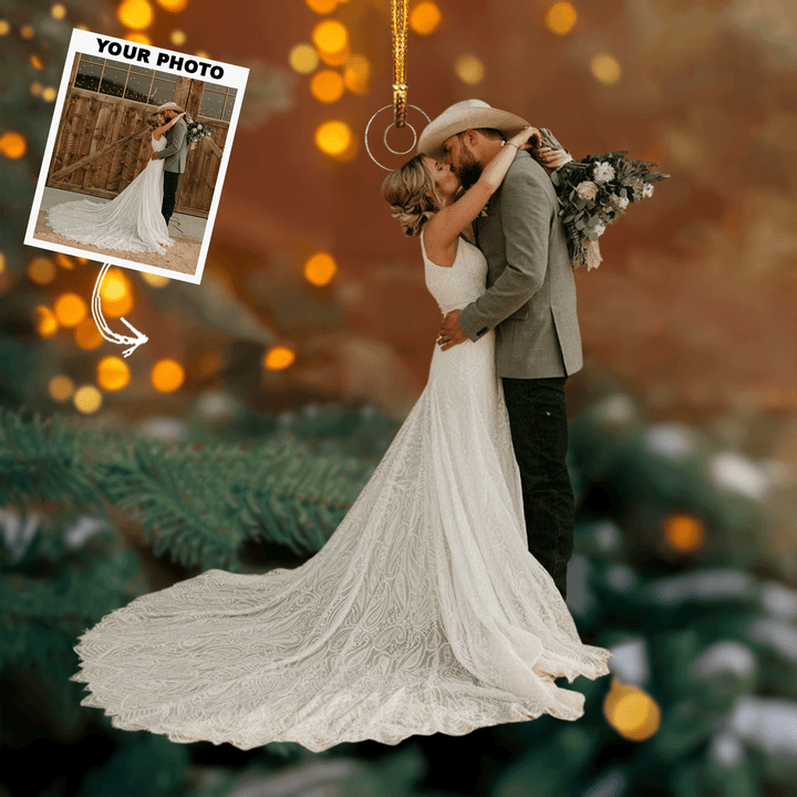 Two Hearts As One - Personalized Photo Mica Ornament - Christmas Gift For Couple, Family Members